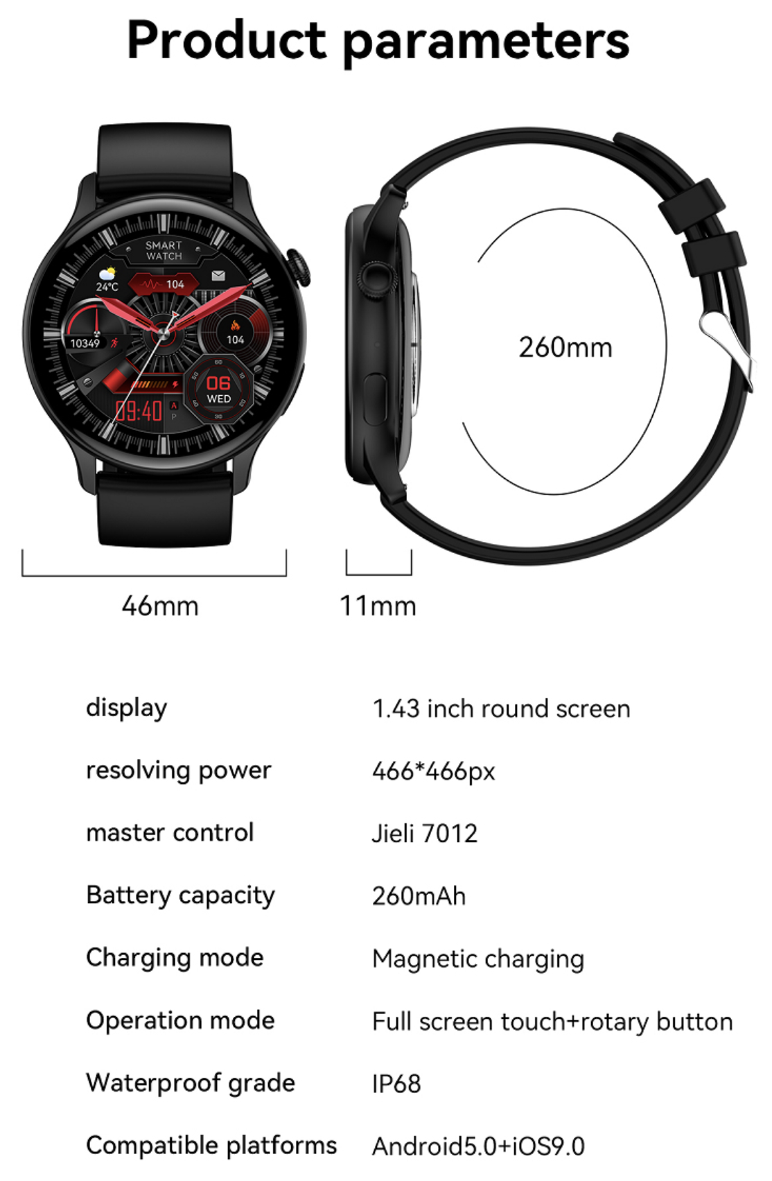 Philippe Palmer Smart Watch LP55 AMOLED Gold/Pink - 6