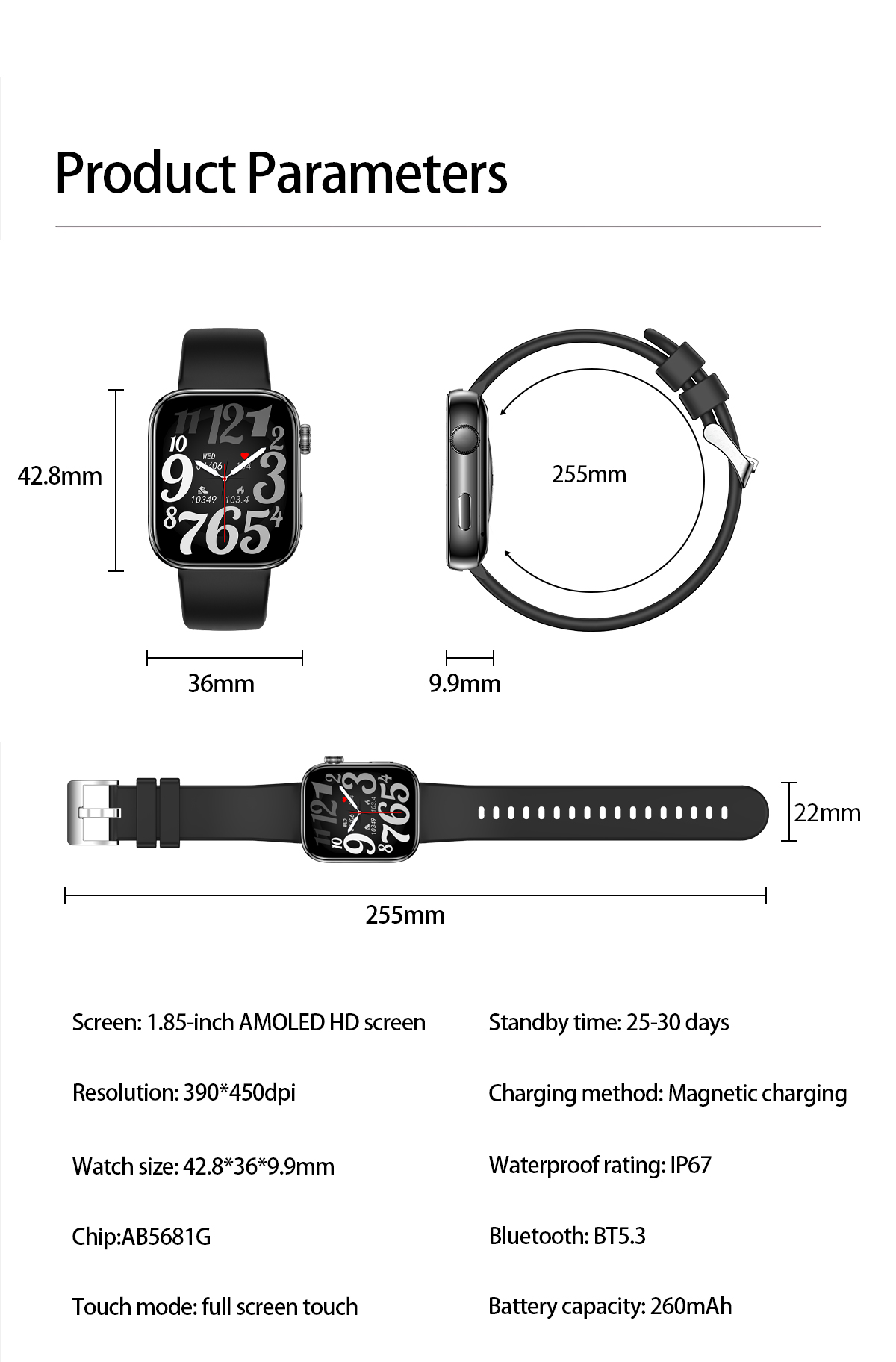 Philippe Palmer Smart Watch LP51 AMOLED Silver - 48