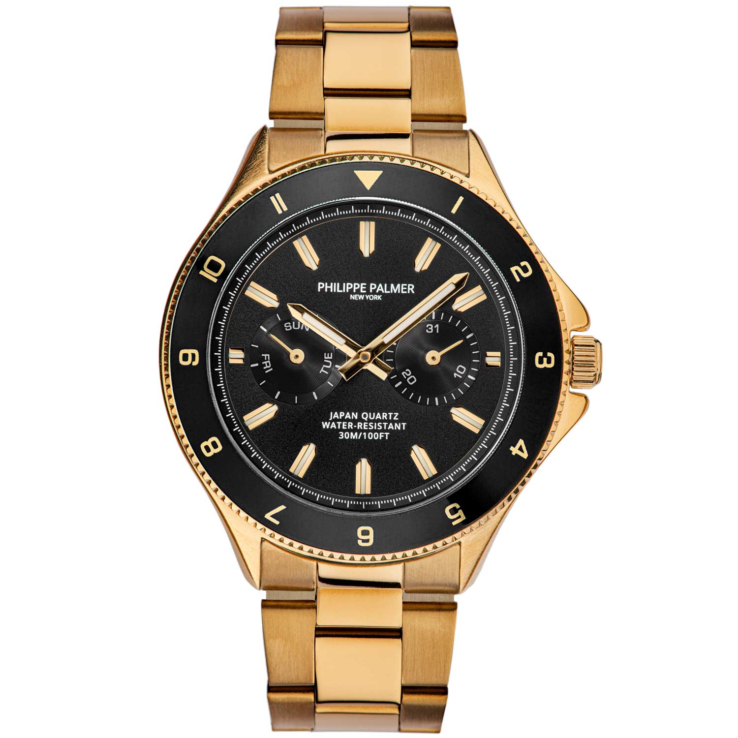 Philippe Palmer Newton Gold Steel Case Black Dial