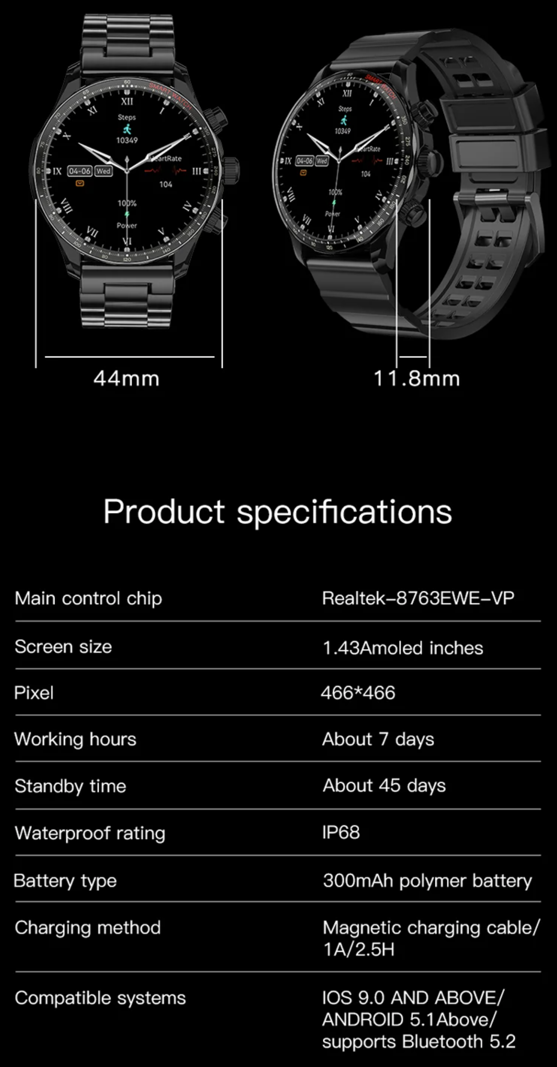 Philippe Palmer Smart Watch LP85 AMOLED Silver - 30