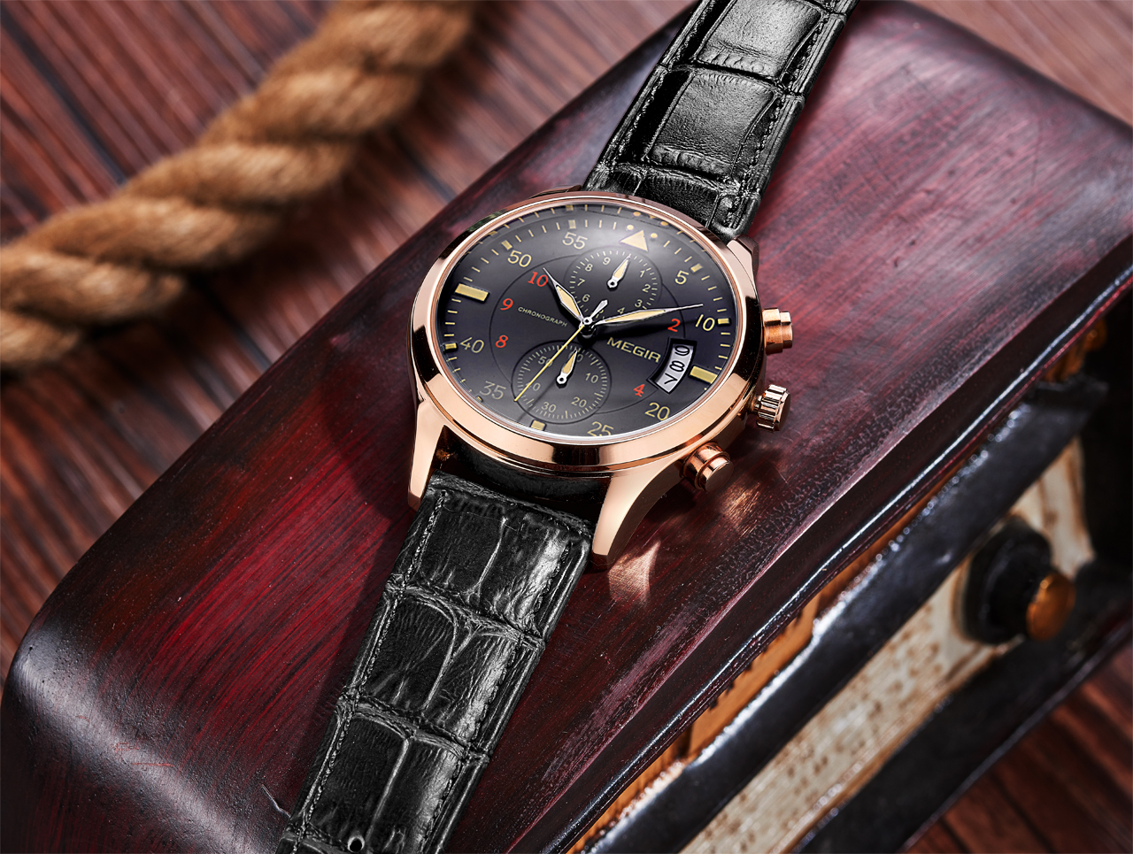 Megir Fighter Pilot Rose Gold Black - 7