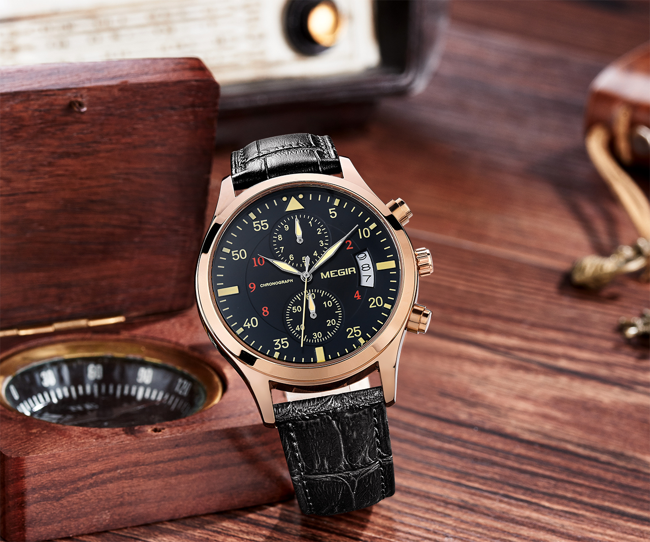 Megir Fighter Pilot Rose Gold Black - 8