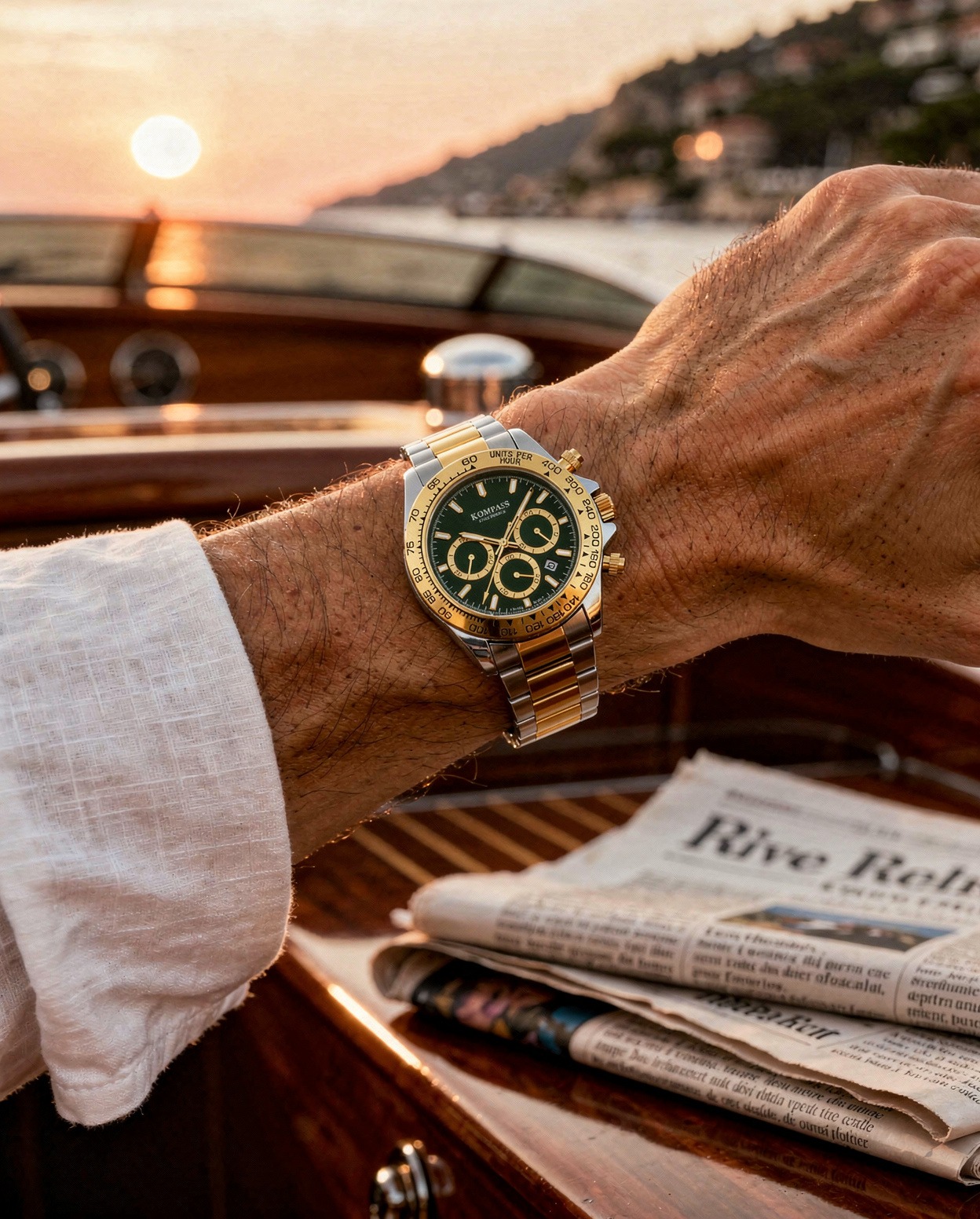 Kompass ChronoRace Silver Gold Green