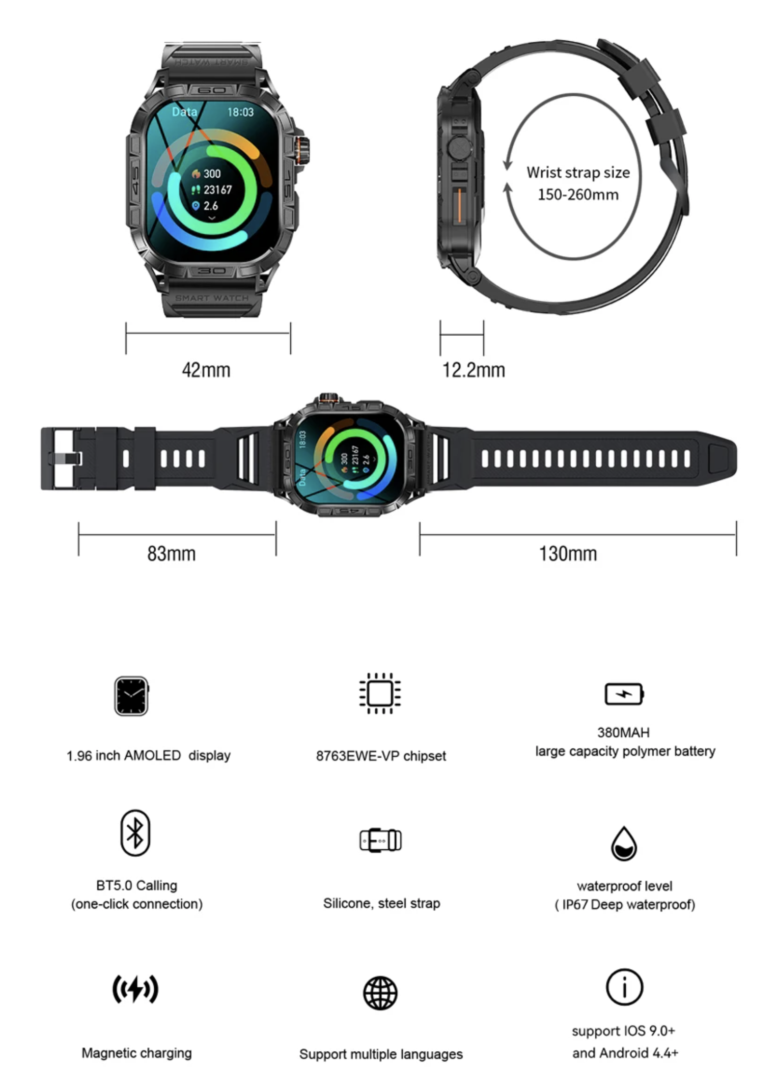 Philippe Palmer Smart Watch LP63 AMOLED Black - 29