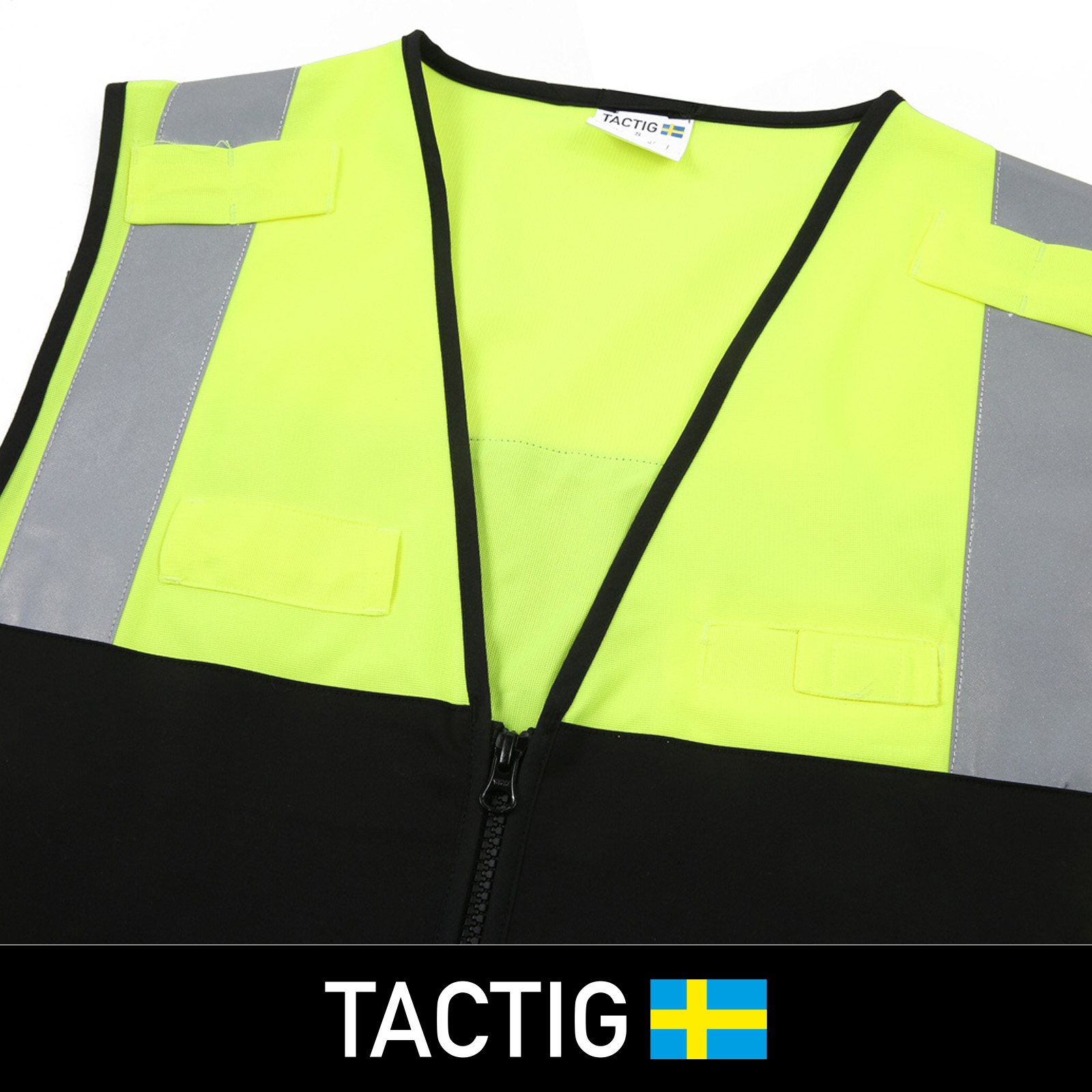 Reflexväst Svart platta Klass 2, Tactig - 4