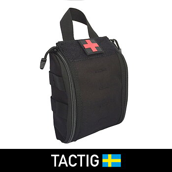 Förstahjälpenväska i svart cordura, Tactig
