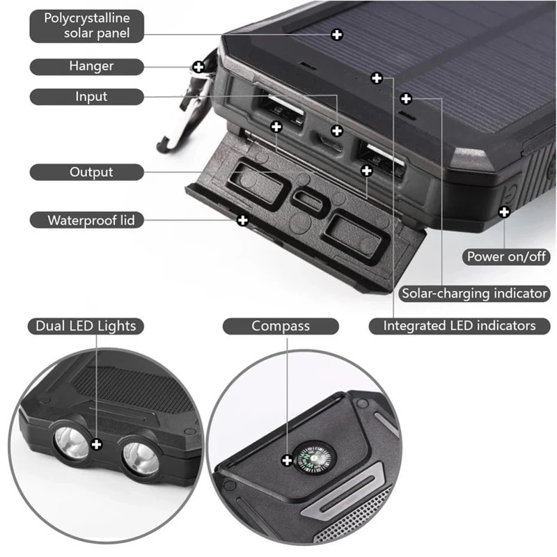 Powerbank 10 000 mAh, solceller mm - 4
