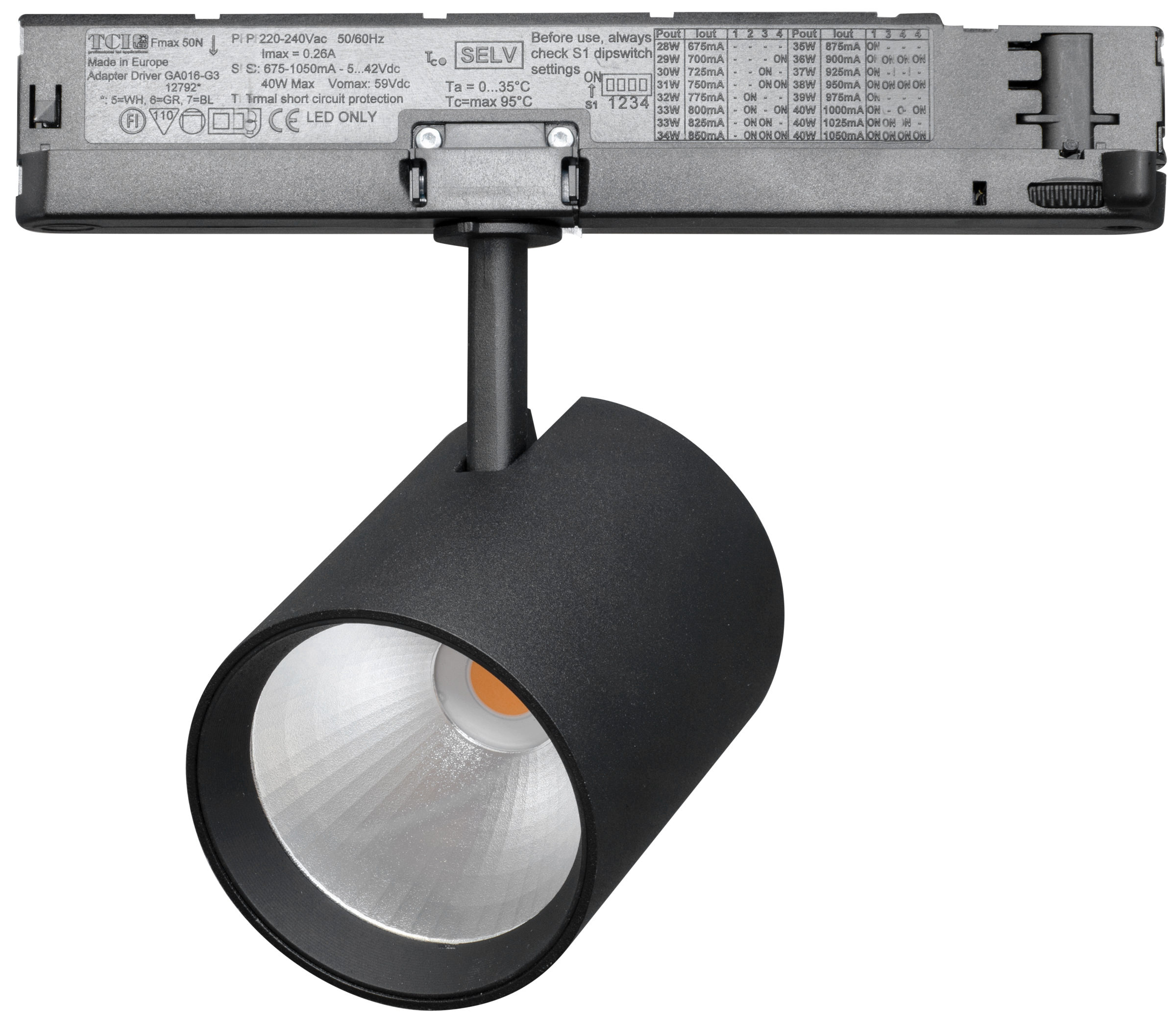 Slim + LED 23W, 2750lm - Svart
