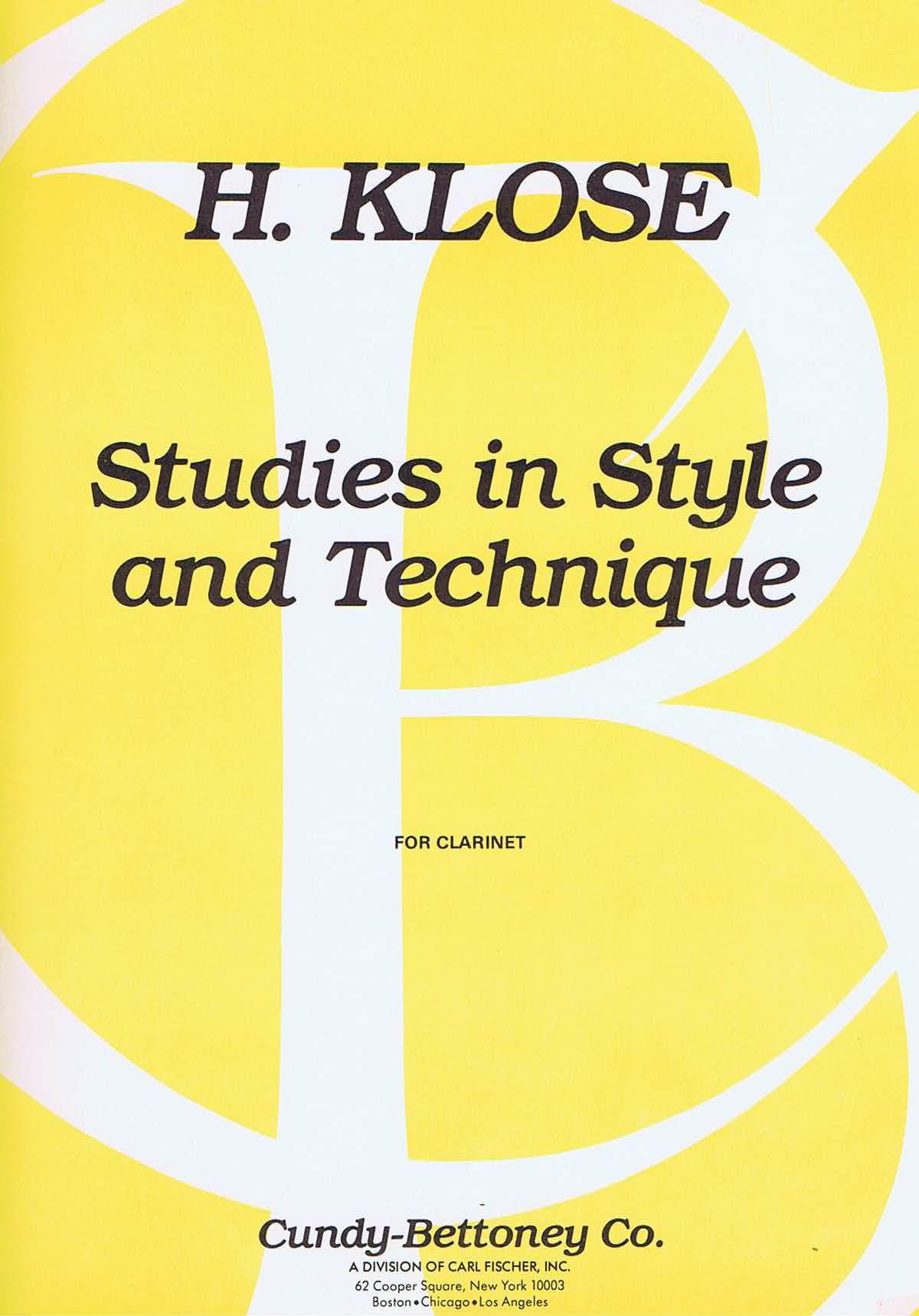 H. Klose - Studies in Style and Technique