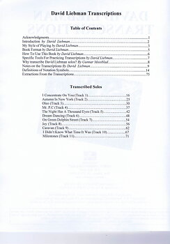David Liebman transcriptions