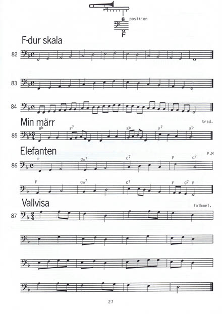Nybörjarbok för Trombon, del 1 - 4