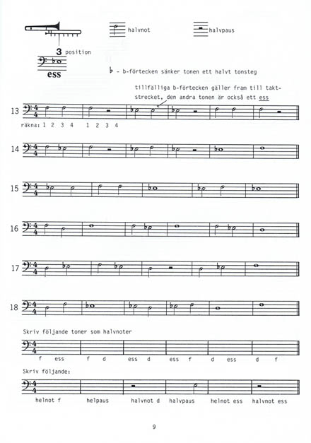 Nybörjarbok för Trombon, del 1 - 3