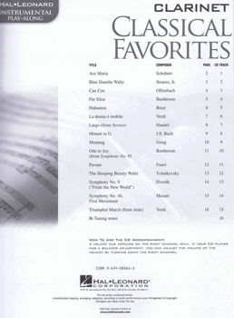 Classical Favorites, Klarinett