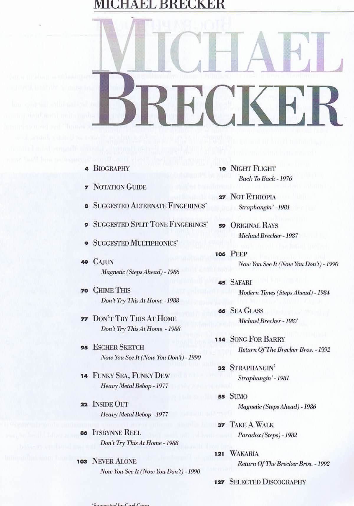 Michael Brecker Transcriptions - 2