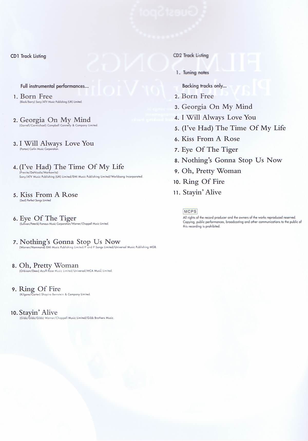 Film Songs, Playalong for Violin - 2
