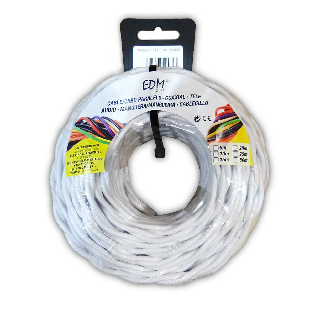 Parallel interfacekabel EDM 11990 11990 Vit 25 m