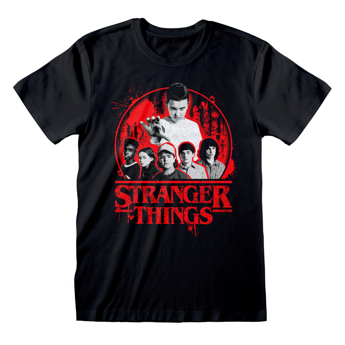 T-shirt med kortärm Stranger Things Circle Logo Svart Unisex