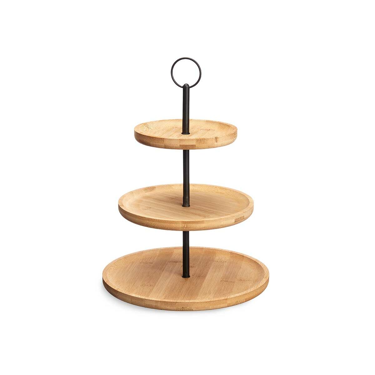 Fruktskål Kinvara Svart Naturell Metall Bambu 25 x 37 x 25 cm (6 antal) - 4