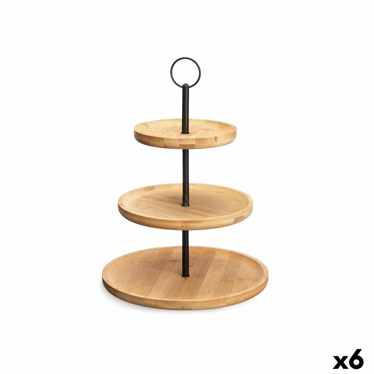 Fruktskål Kinvara Svart Naturell Metall Bambu 25 x 37 x 25 cm (6 antal)