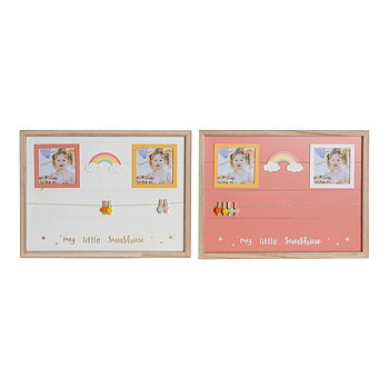 Fotoram med klämmor DKD Home Decor Trä MDF Barn Regnbåge 42 x 2 x 32 cm (2 antal)