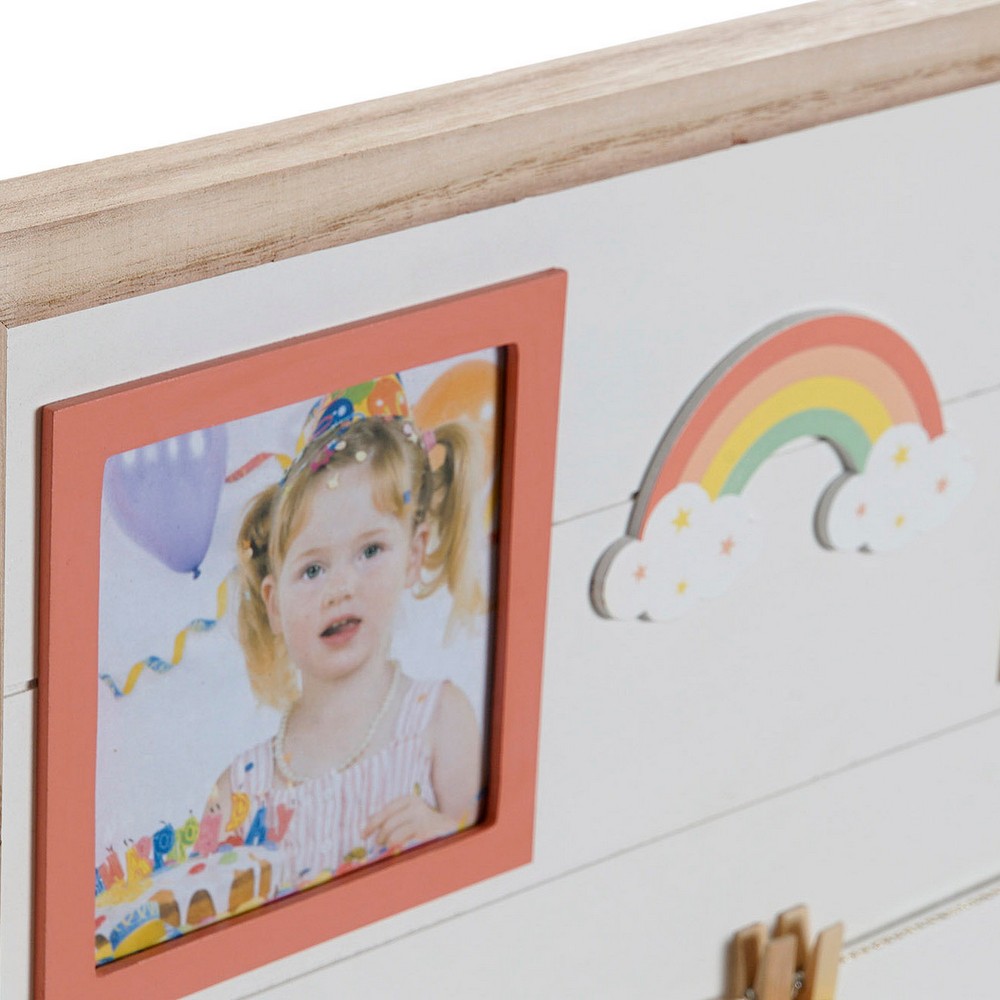 Fotoram med klämmor DKD Home Decor Trä MDF Barn Regnbåge 42 x 2 x 32 cm (2 antal) - 4