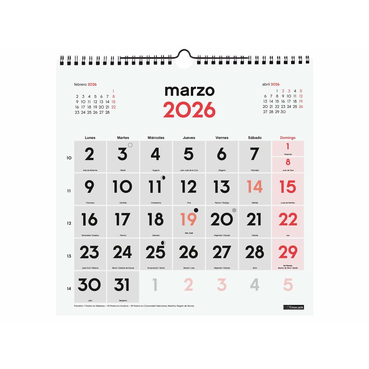 Väggkalender Finocam Papper 2026 30 x 30 cm - 3