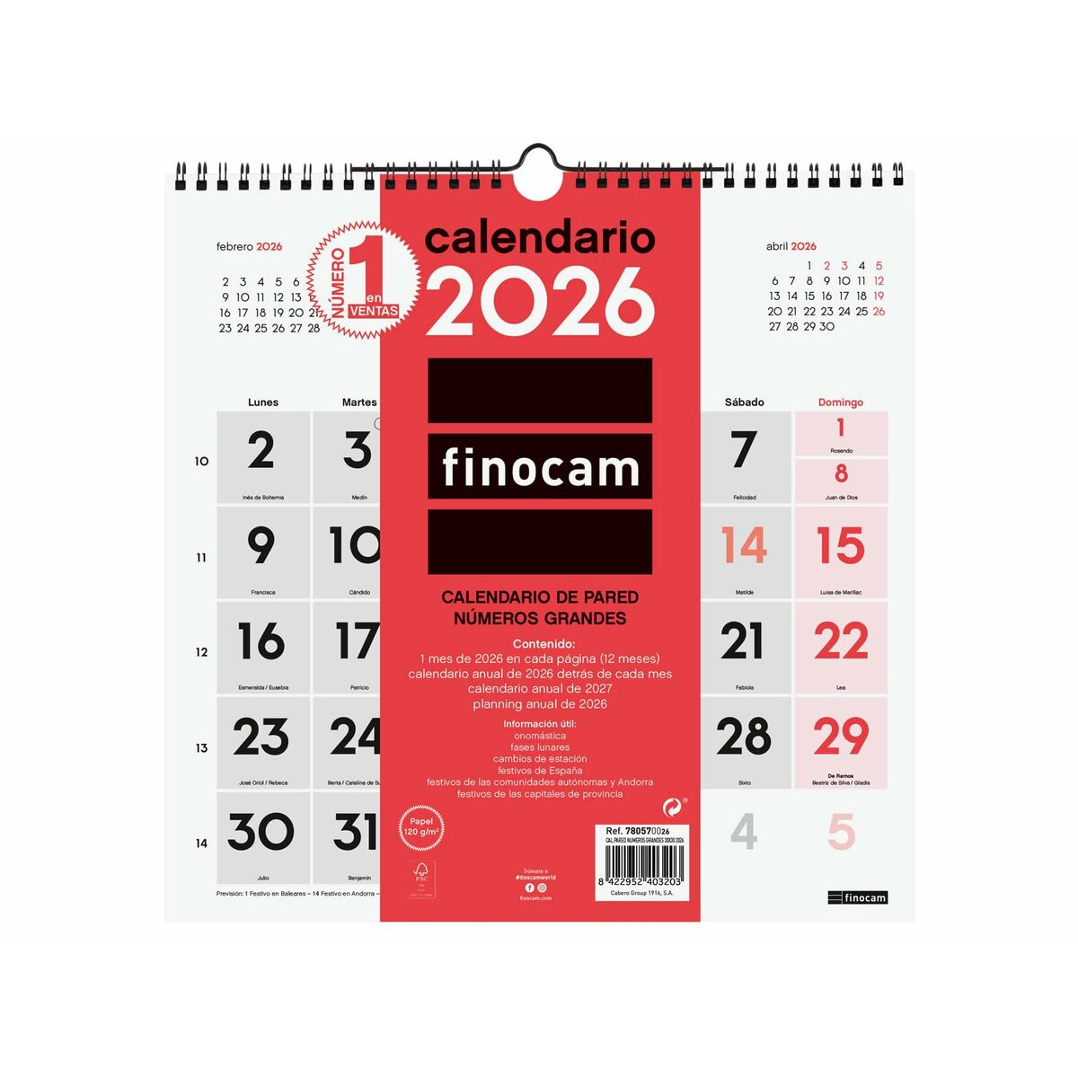 Väggkalender Finocam Papper 2026 30 x 30 cm