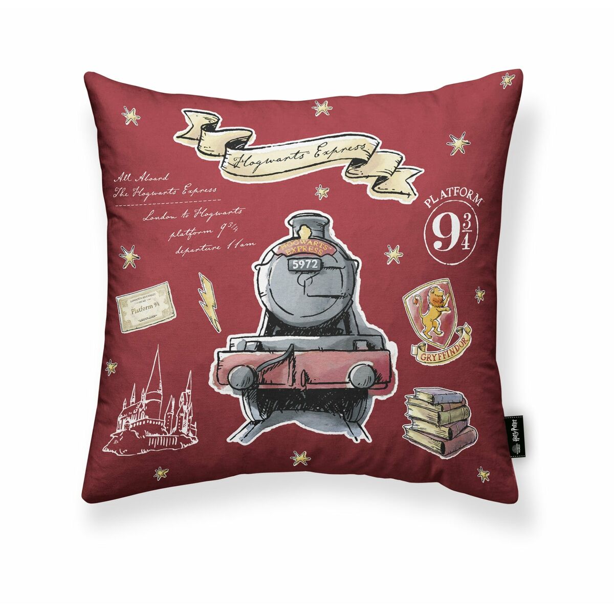 Kuddfodral Harry Potter Hogwarts Express Bordeaux 50 x 50 cm