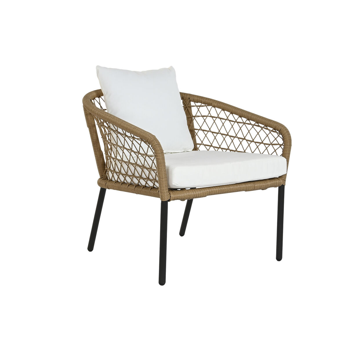 Set med bord och 3 fåtöljer DKD Home Decor Vit 137 x 73,5 x 66,5 cm syntetisk rattan Stål - 3