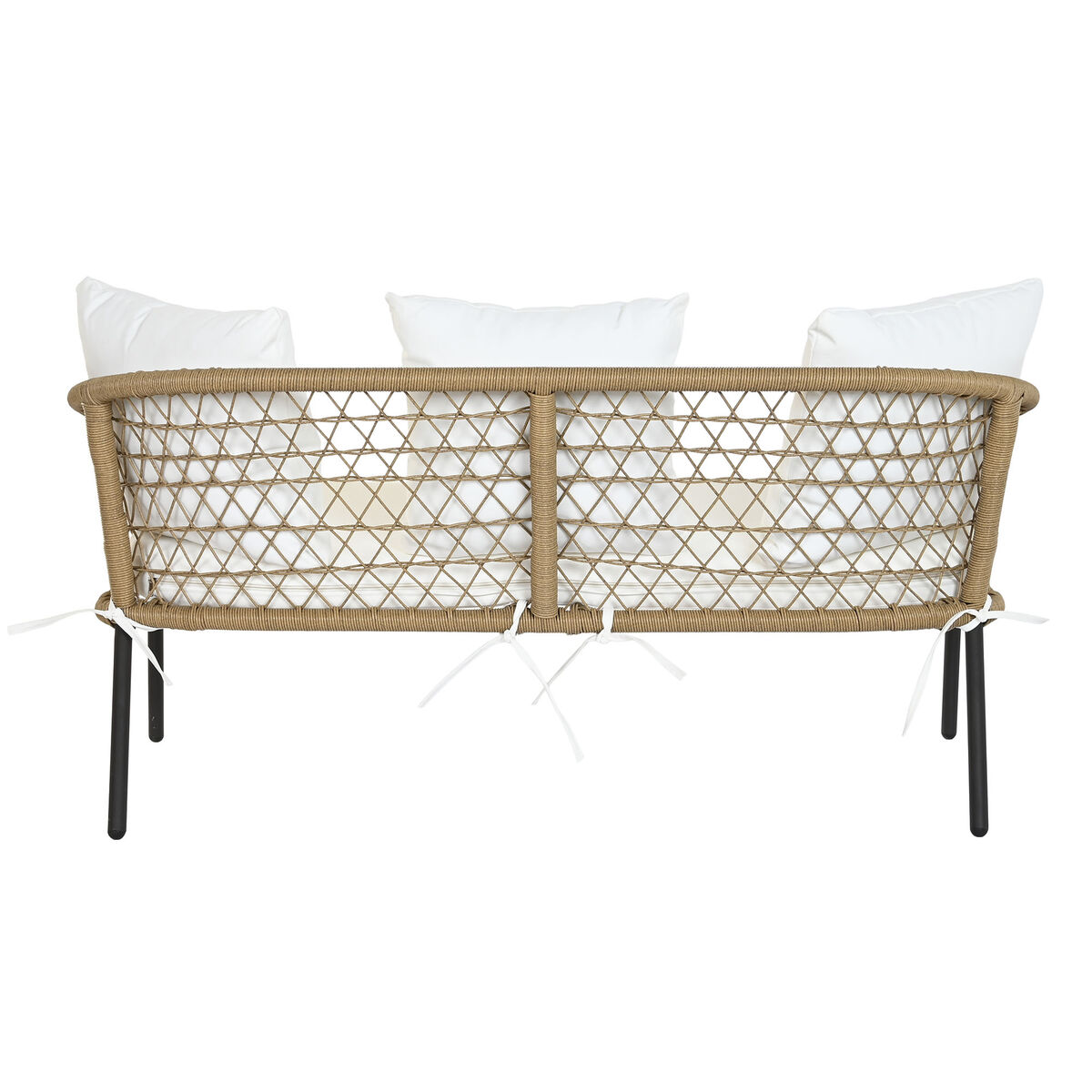 Set med bord och 3 fåtöljer DKD Home Decor Vit 137 x 73,5 x 66,5 cm syntetisk rattan Stål - 4