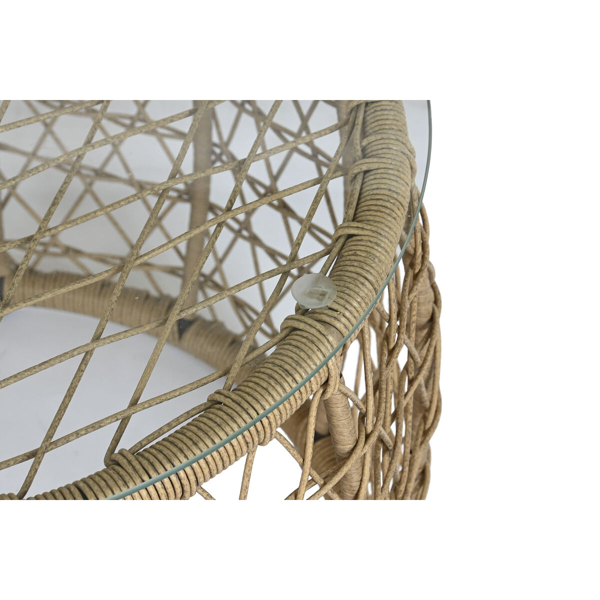 Set med bord och 3 fåtöljer DKD Home Decor Vit 137 x 73,5 x 66,5 cm syntetisk rattan Stål - 7