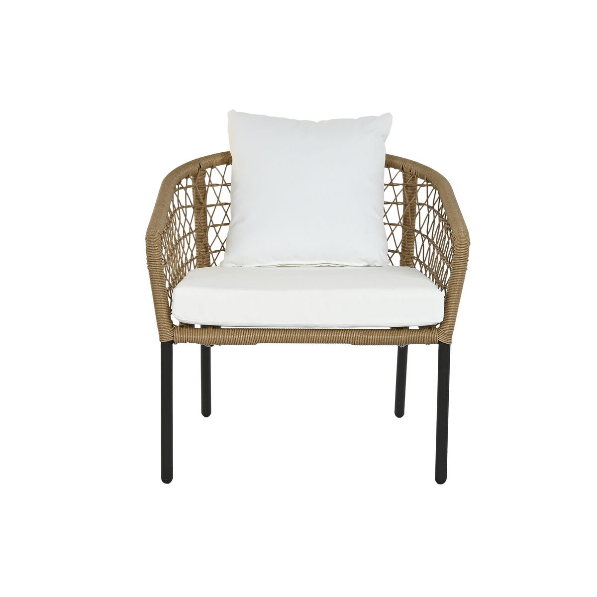Set med bord och 3 fåtöljer DKD Home Decor Vit 137 x 73,5 x 66,5 cm syntetisk rattan Stål - 2