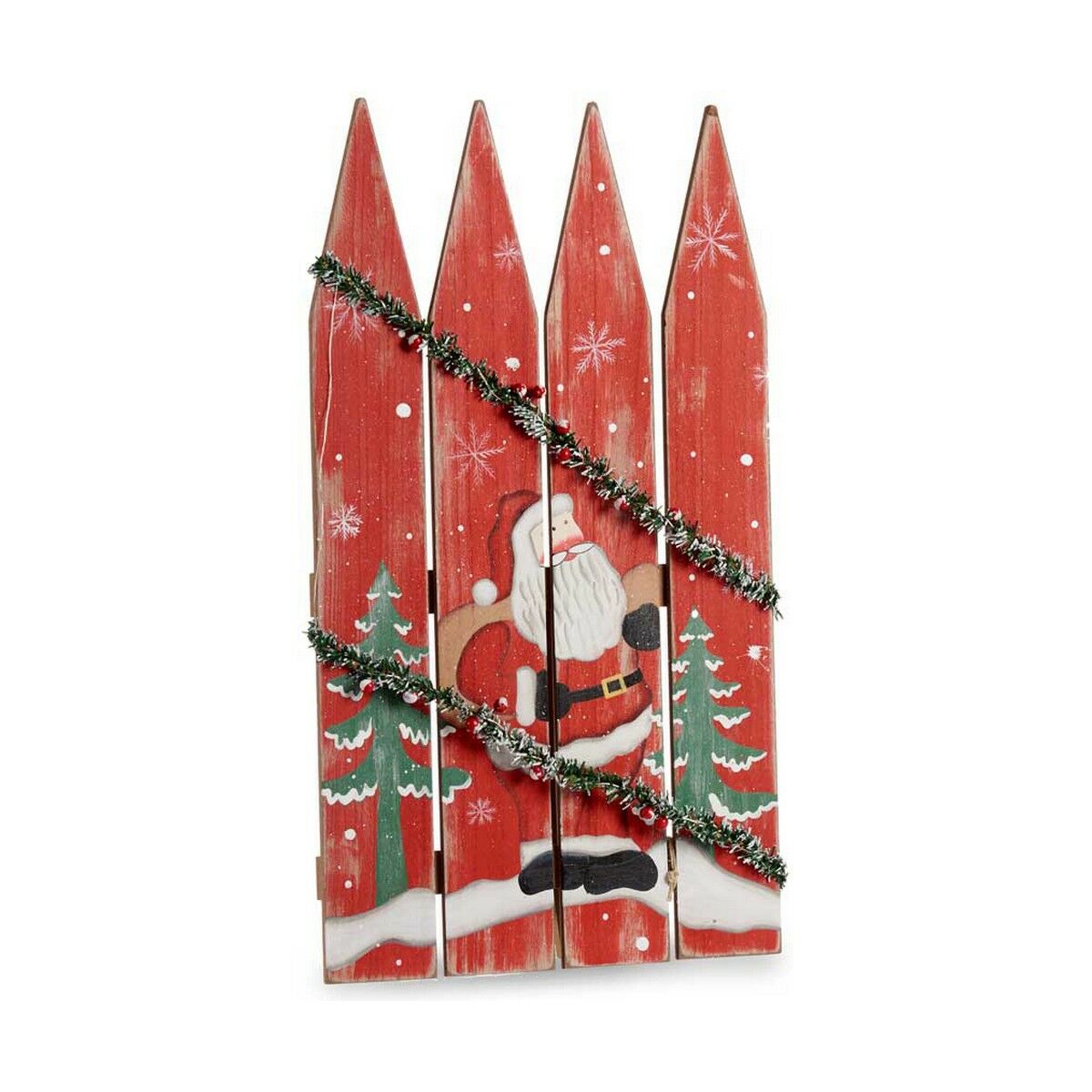 Julgranskula Krist+ Vit Röd Grön Tomte Staket 34,7 x 4 x 60 cm
