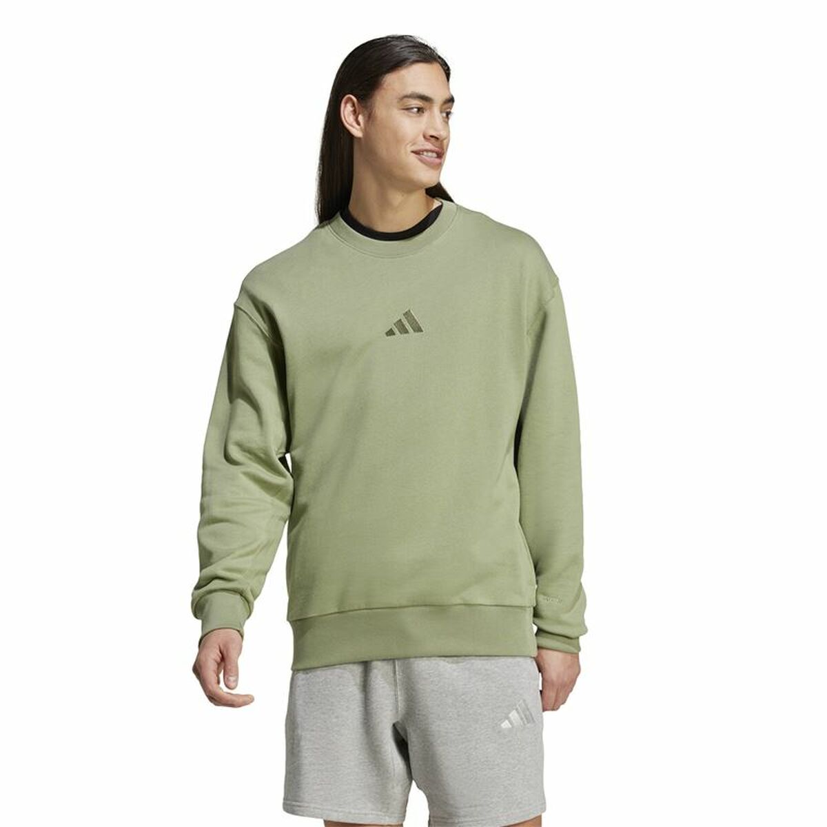 Tröja utan huva Adidas All Szn French Terry Crew Grön L - 2