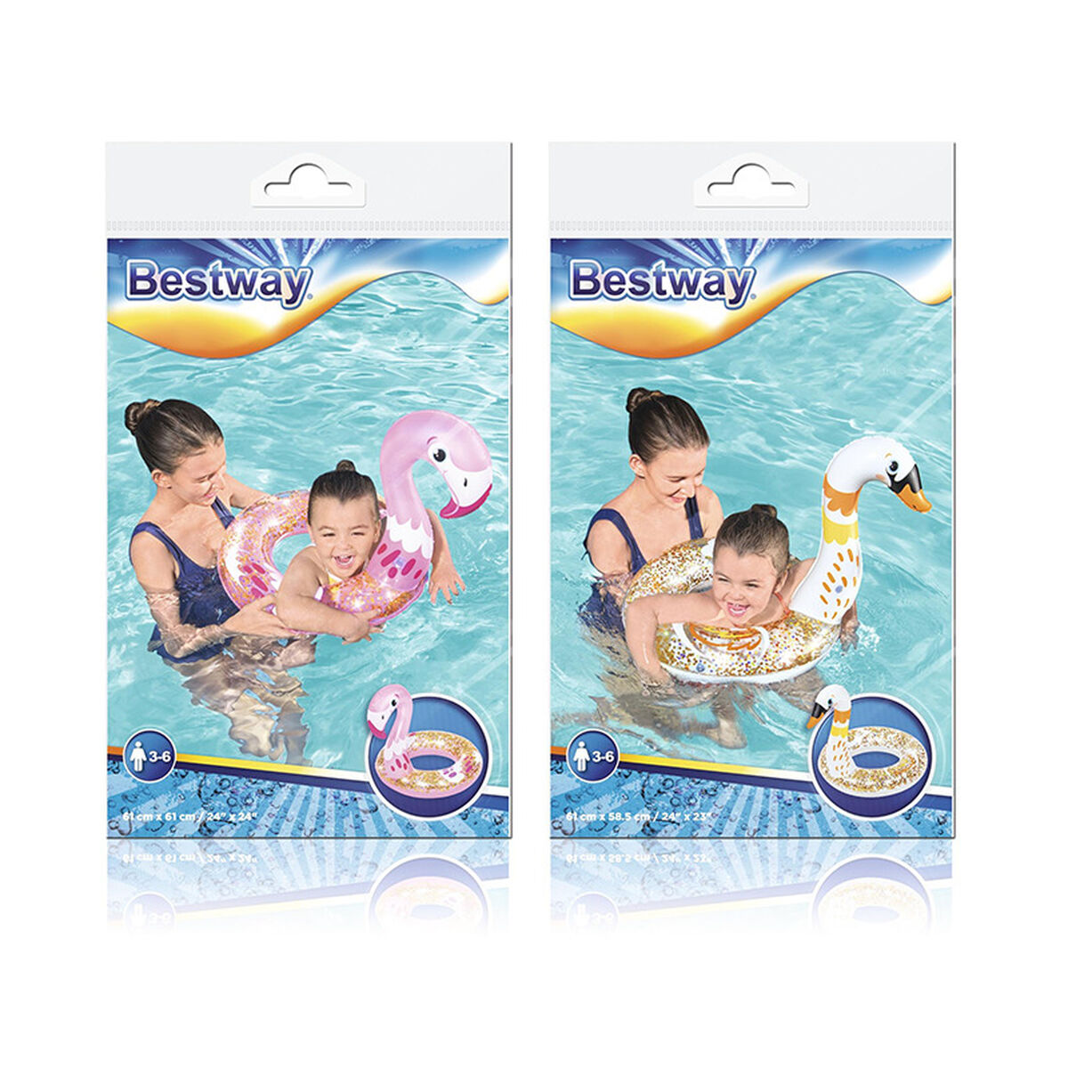 Bestway Uppblåsbar Floatdjur Blandade Färger 61x58,5/61x61 cm + 3 till 6 År Strand och Pool 36306 - 2