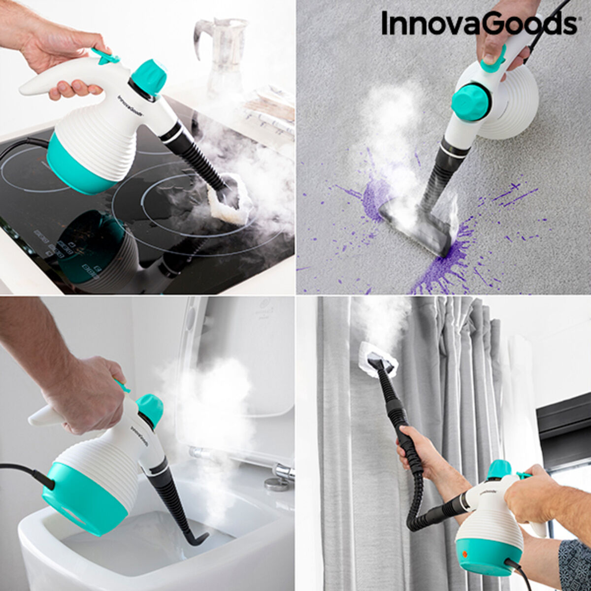 Multifunktionell 9-i-1 handhållen steamer med tillbehör Steany InnovaGoods 0,35 L 3 Bar 1000W 1000 W (Renoverade A) - 6