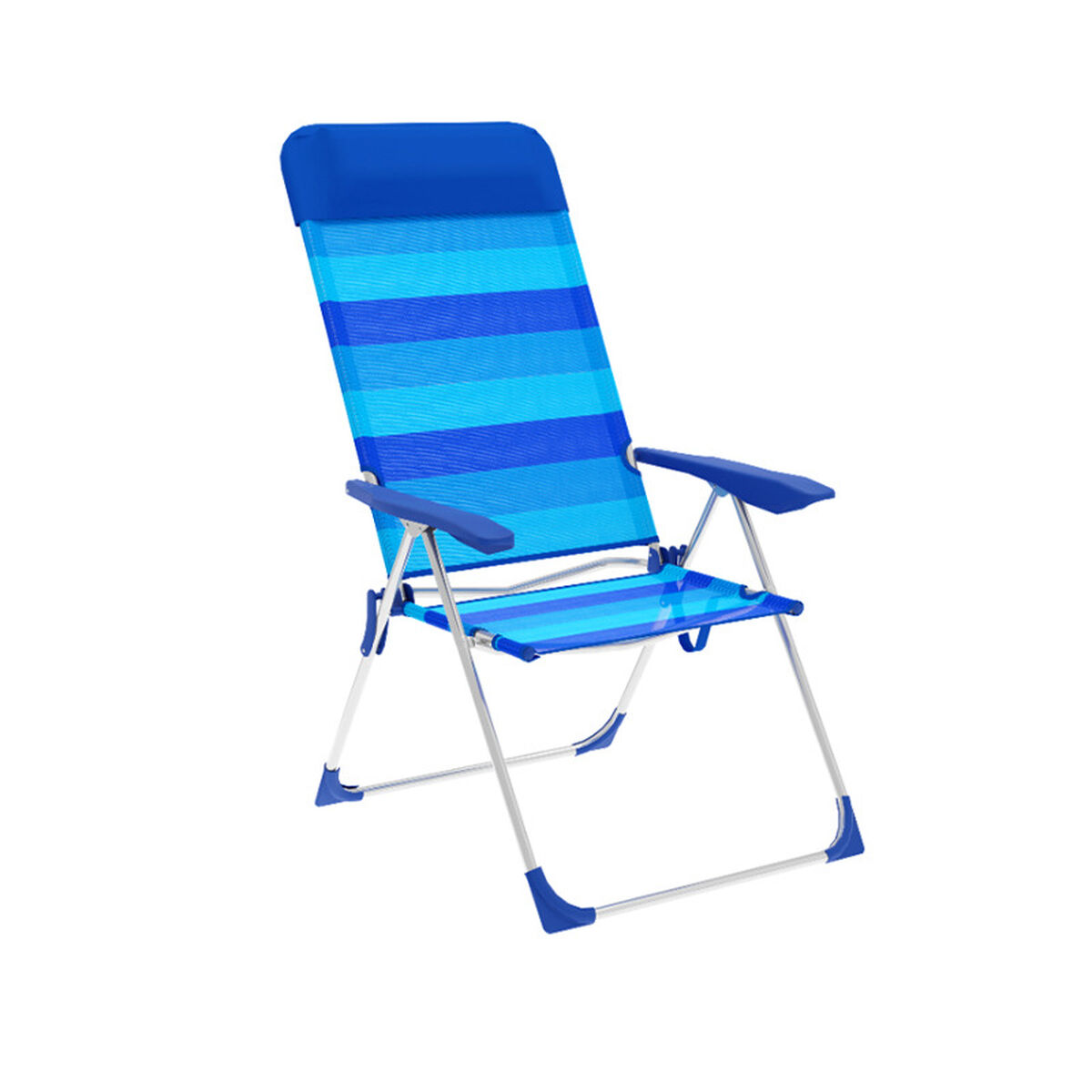 Marbueno Fällbar Stol 5 Positioner Aluminium med Kudde Blå Ränder Strand och Pool 69X58X109 cm 10248 - 2