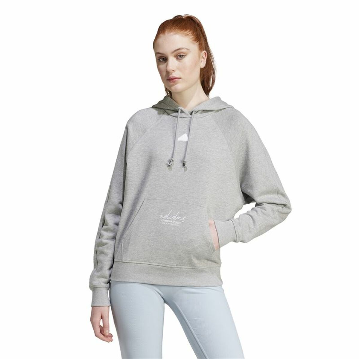 Tröja med huva Dam Adidas Signature Graphic Embroidery French Grå - 2