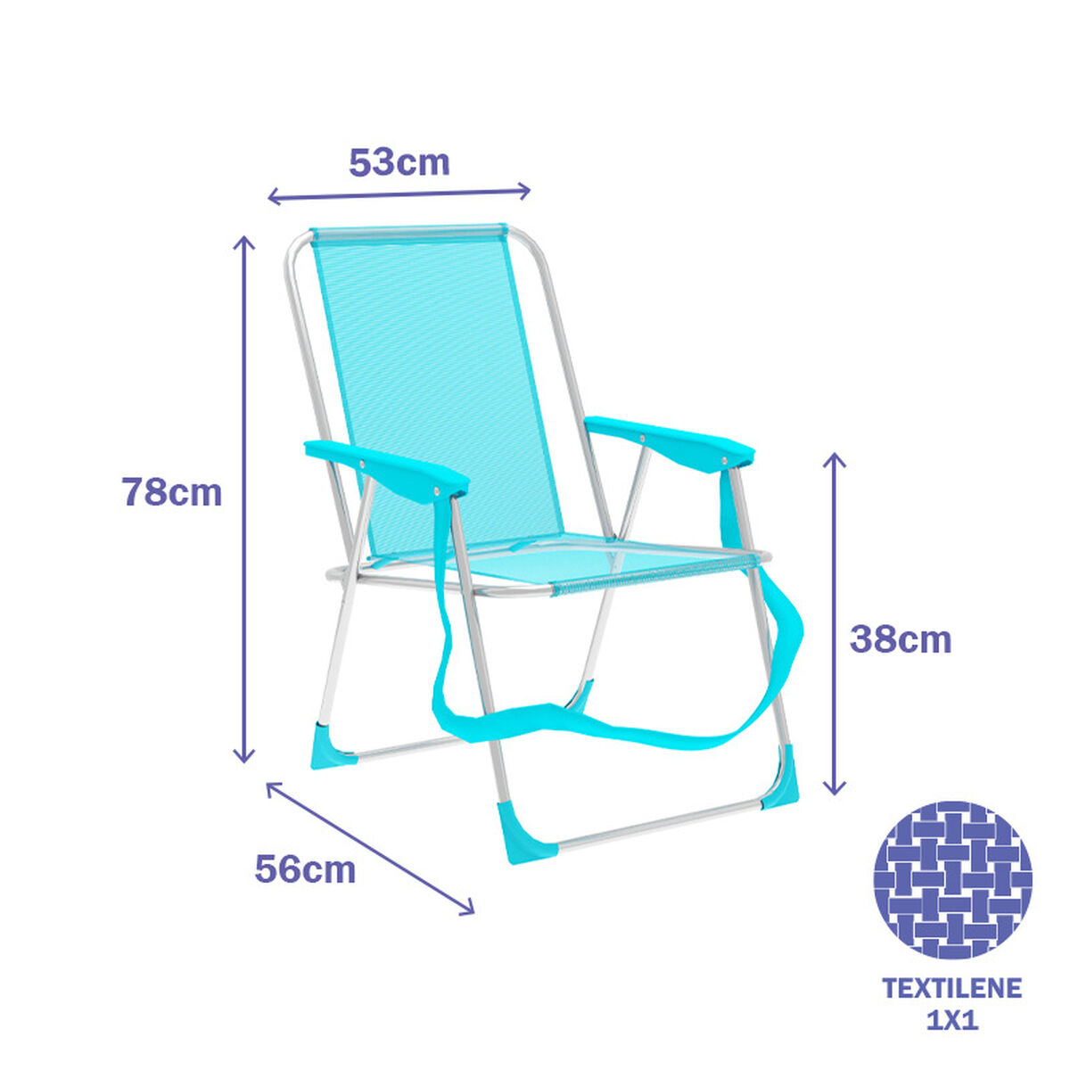 Marbueno hopfällbar stol aluminium Agua Marina strand och pool 53X56X78 cm 10307 - 3