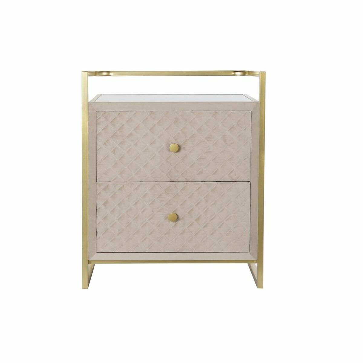 Sidobord DKD Home Decor Beige Gyllene Metall Glas 60 x 35 x 75 cm - 3