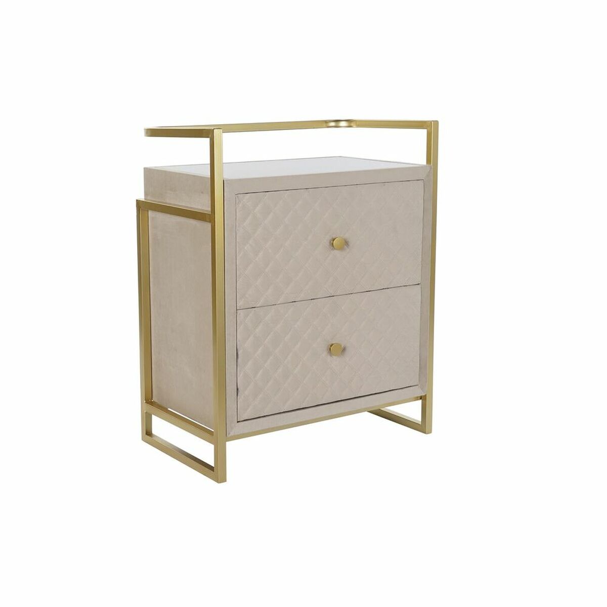 Sidobord DKD Home Decor Beige Gyllene Metall Glas 60 x 35 x 75 cm - 4