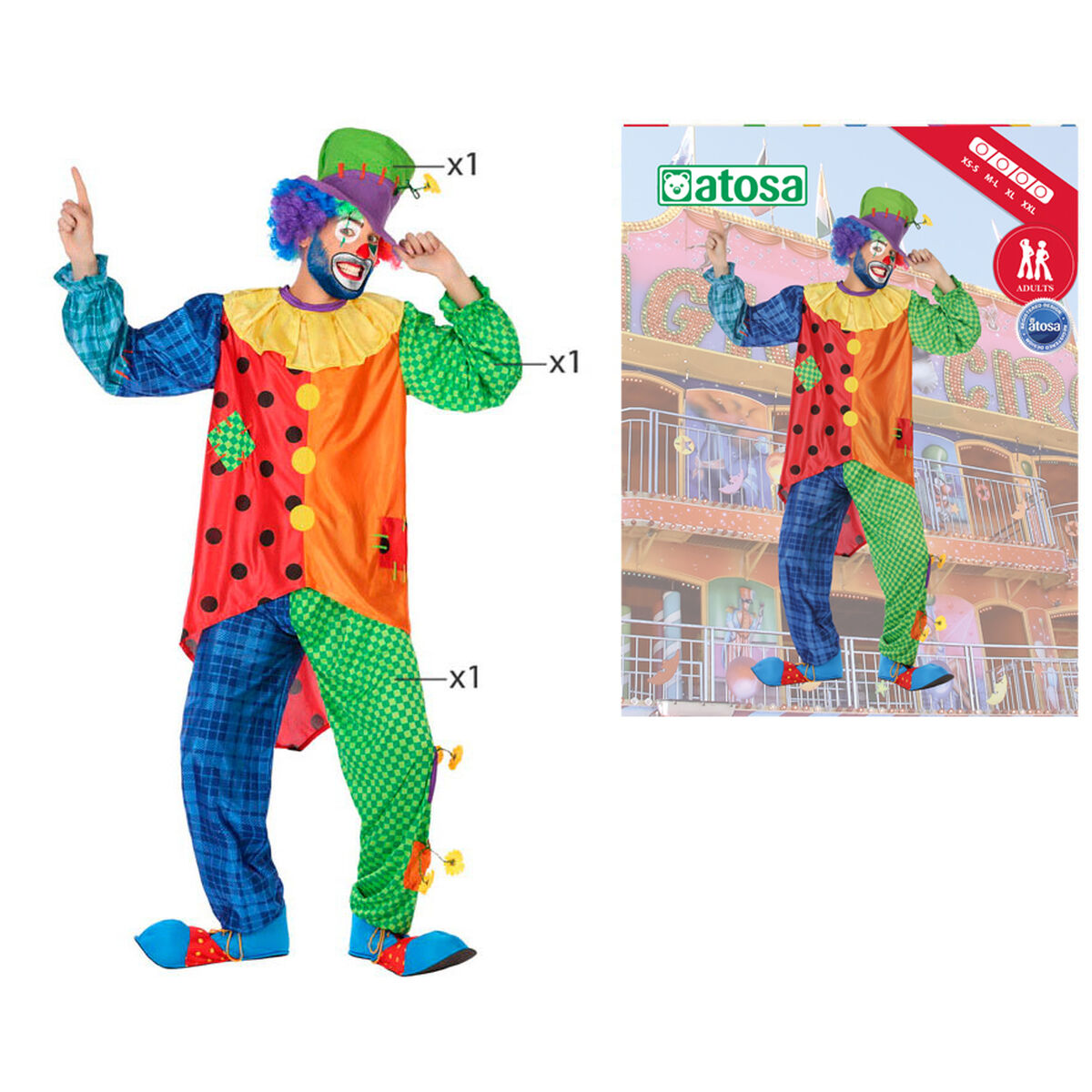 Maskeraddräkt vuxna Th3 Party 9449 Multicolour Cirkus (3 Delar) - 10