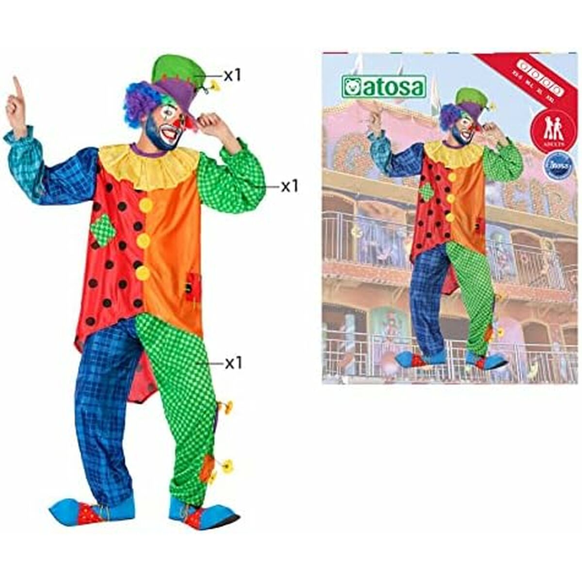 Maskeraddräkt vuxna Th3 Party 9449 Multicolour Cirkus (3 Delar) - 11