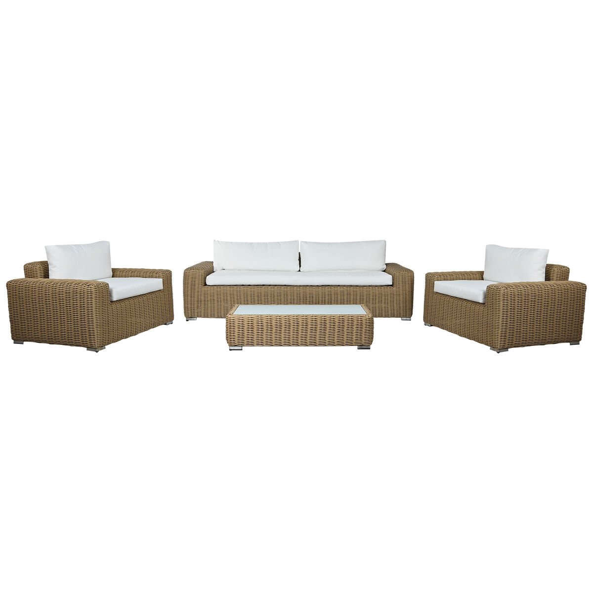Trädgårdsmöbler Home ESPRIT Vit Brun Beige Ljusbrun 248 x 85 x 80 cm 222 x 85 x 80 cm (4 Delar)