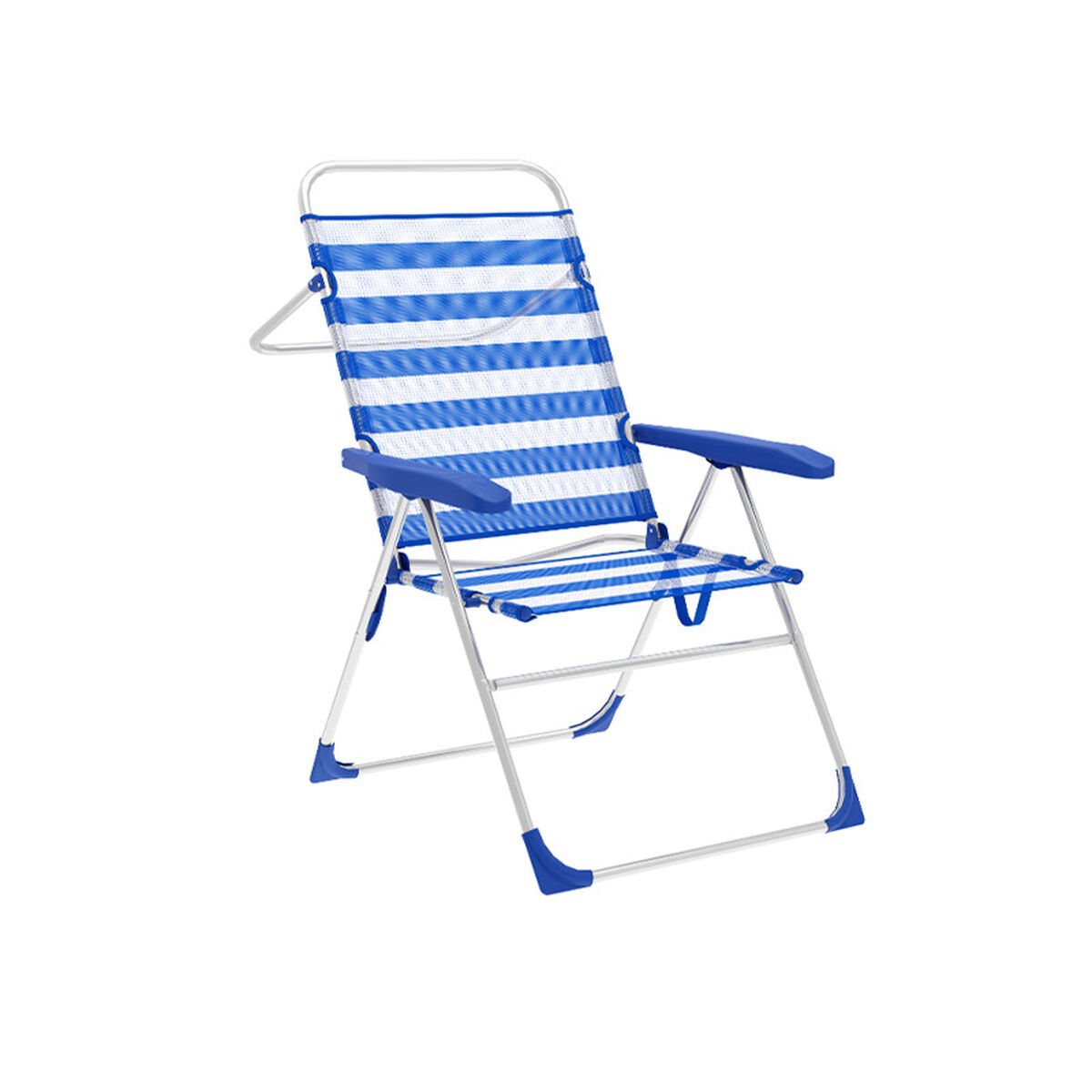 Marbueno Fåtölj vikbar 5 lägen Aluminium Randig Blå och Vit Strand och Pool 59X61X97 cm 10315