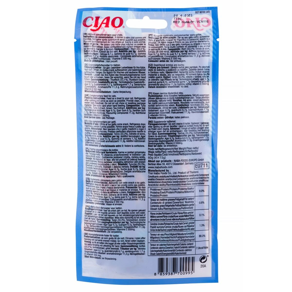 Snack for Cats Inaba Churu Pops Tuna Recipe Tonfisk Fisk 4 x 15 g - 2