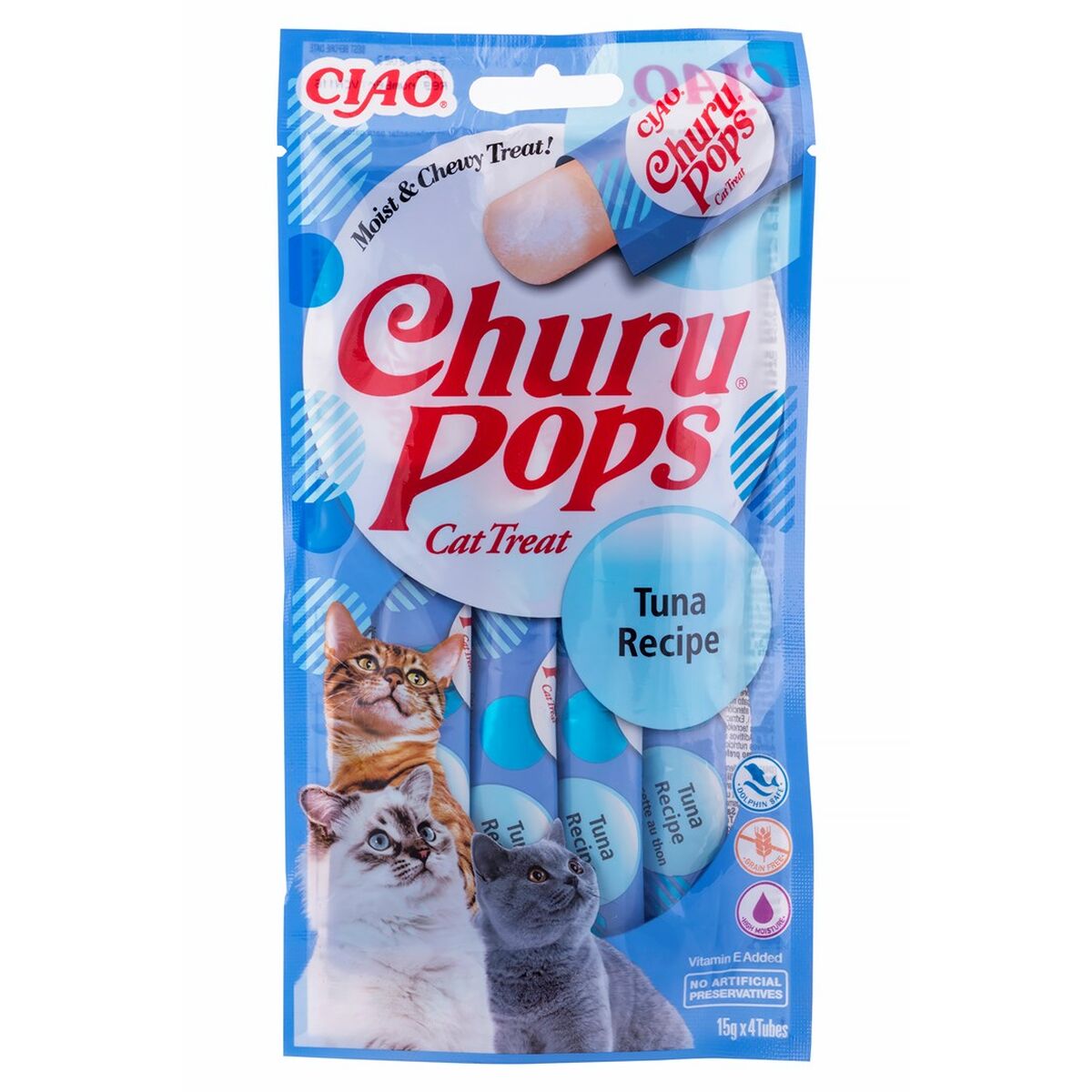 Snack for Cats Inaba Churu Pops Tuna Recipe Tonfisk Fisk 4 x 15 g