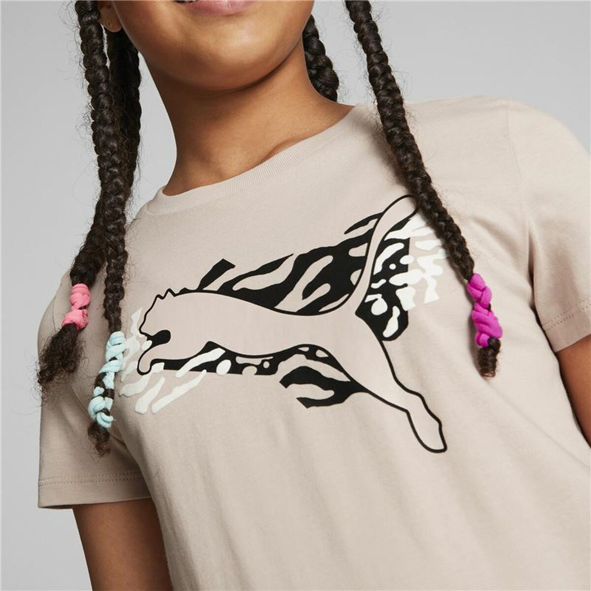 Barn T-shirt med kortärm Puma Beige - 4
