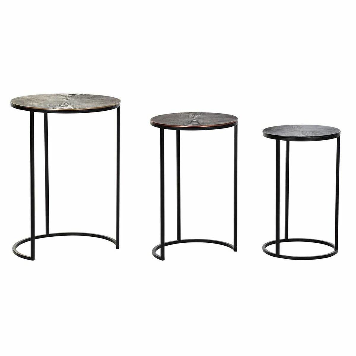 Set om 3 bord DKD Home Decor Svart Koppar Gyllene 44 x 44 x 61 cm - 5