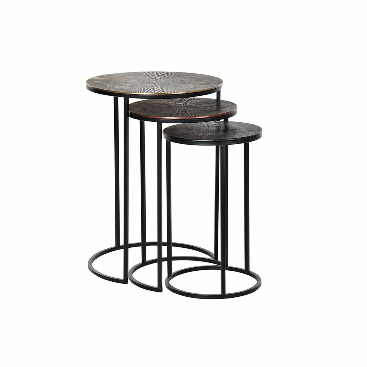 Set om 3 bord DKD Home Decor Svart Koppar Gyllene 44 x 44 x 61 cm - 7